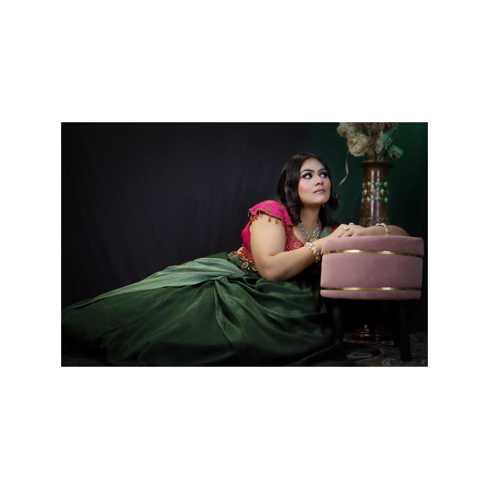 Payal Dawar Rajwada Embellished Drape Lehenga with Blouse and Dupatta (Set of 3)