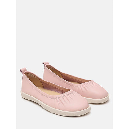 PAZZION Women's Pink Tammy Ruched Round-Toe Ballerina