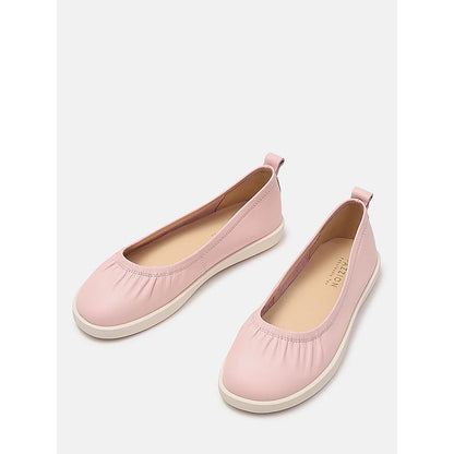 PAZZION Women's Pink Tammy Ruched Round-Toe Ballerina