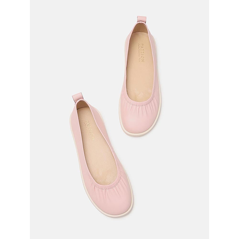 PAZZION Women's Pink Tammy Ruched Round-Toe Ballerina