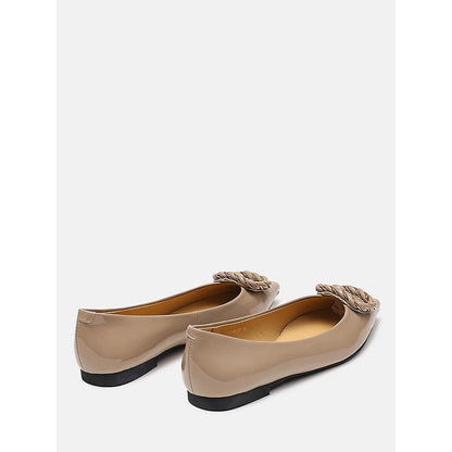 PAZZION Women's Brown Jan Buckle Bow Ballerina