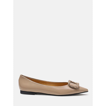 PAZZION Women's Brown Jan Buckle Bow Ballerina