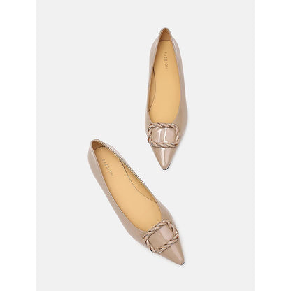 PAZZION Women's Brown Jan Buckle Bow Ballerina