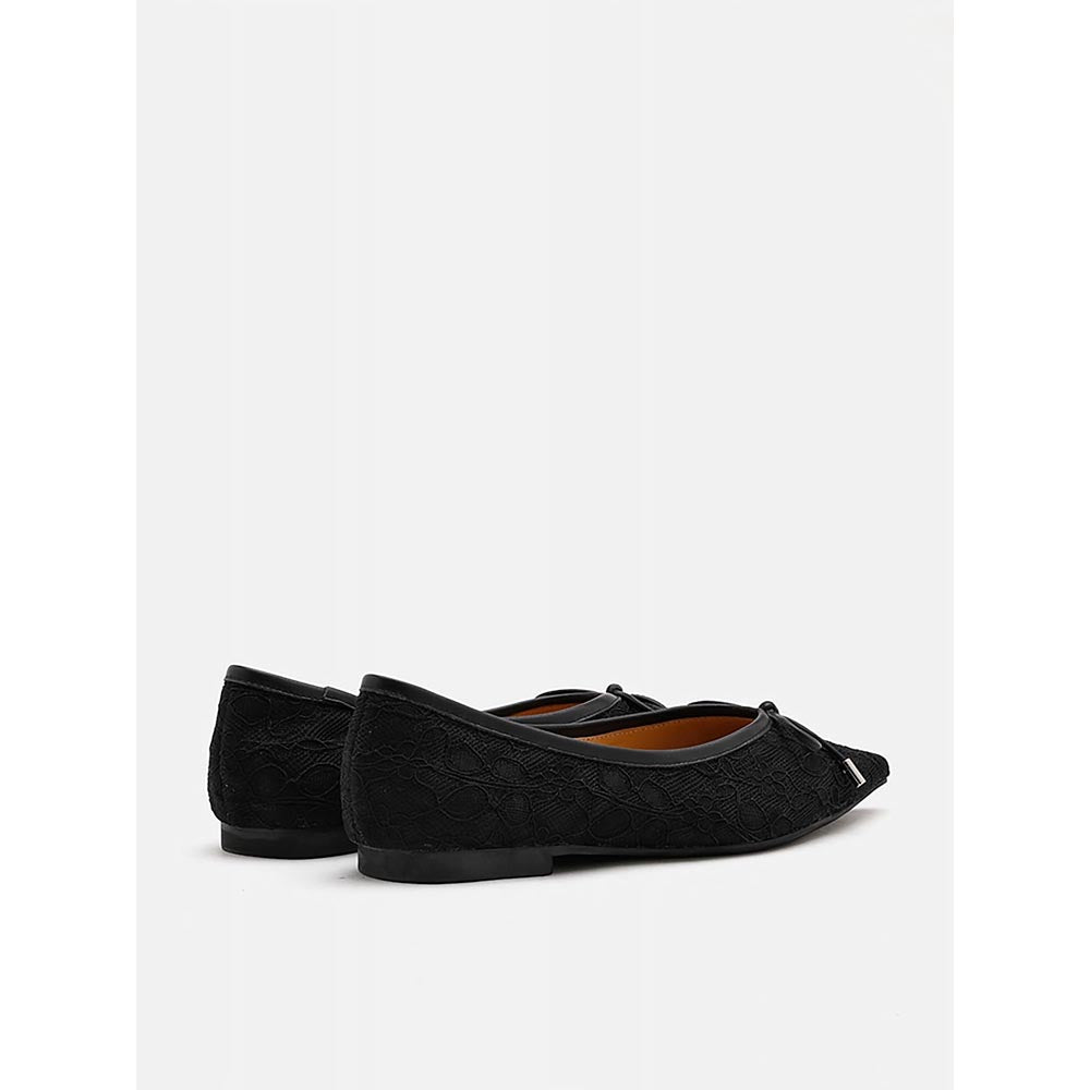 PAZZION Women's Black Ariella Lace Ballerina