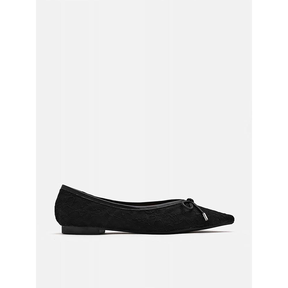 PAZZION Women's Black Ariella Lace Ballerina