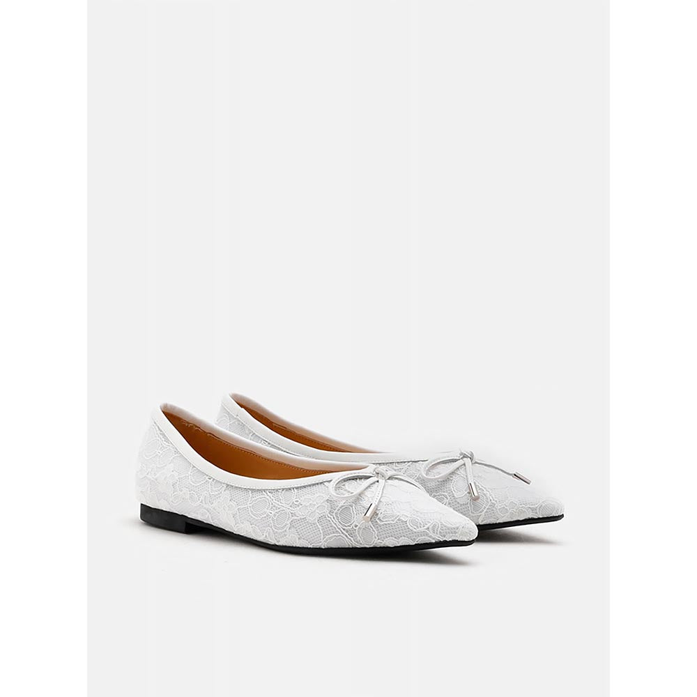 PAZZION Women's White Ariella Lace Ballerina