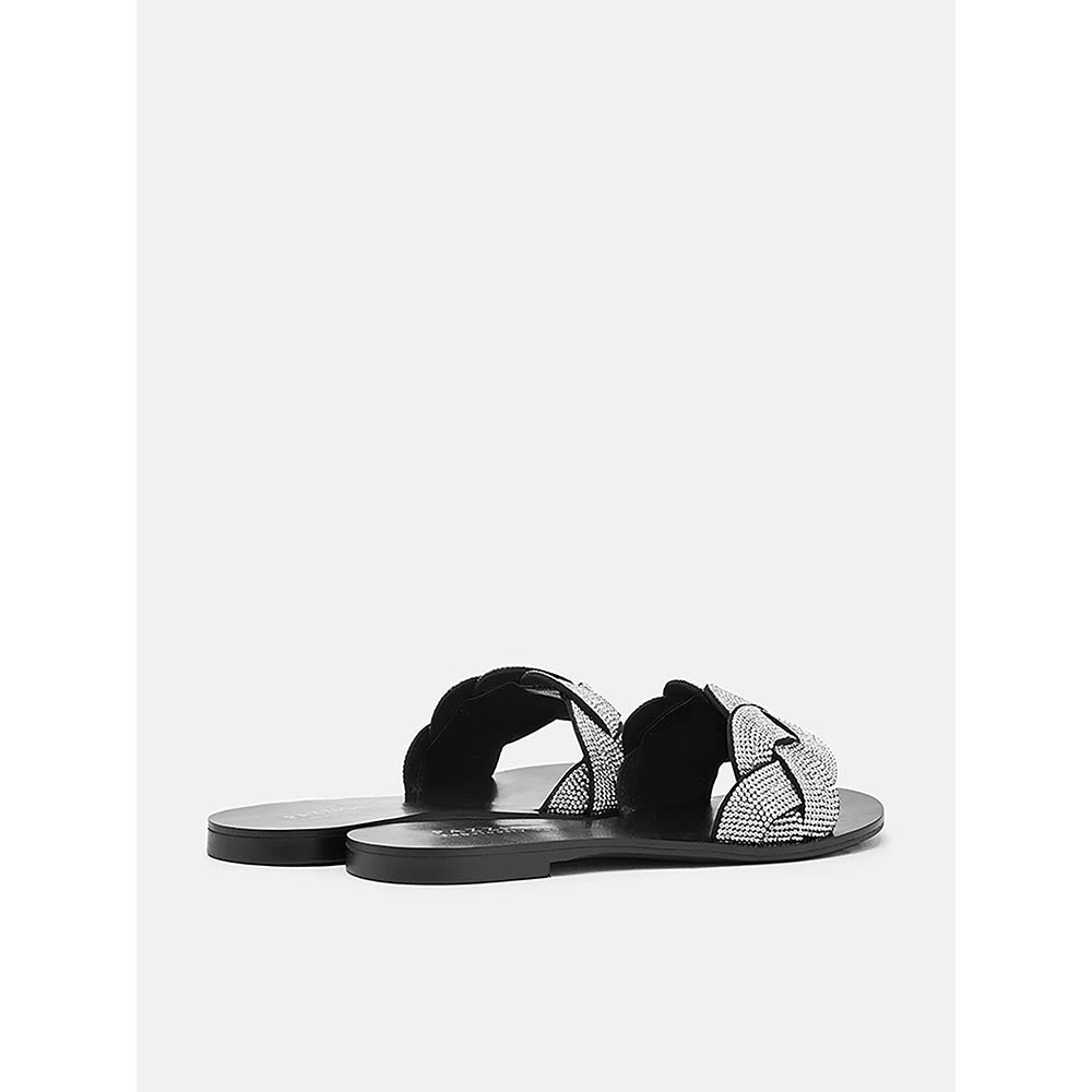PAZZION Women's Black Diamante Embellished Flats