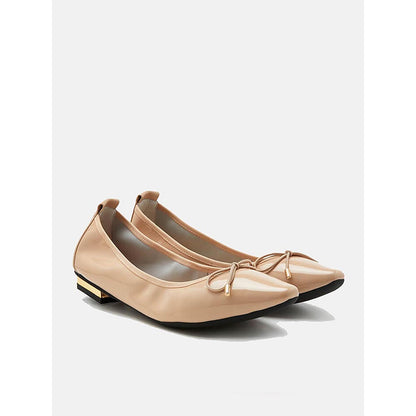 PAZZION Women's Beige Bow Ballerina