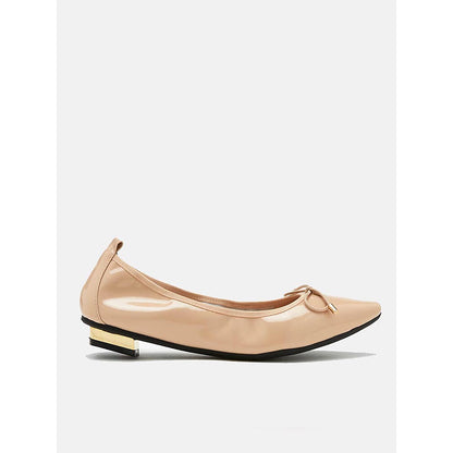 PAZZION Women's Beige Bow Ballerina