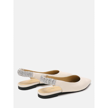 PAZZION Women's Beige Rita Sparkle Slingback Sandals
