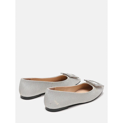 PAZZION Women's Silver Gleam Luxe Ballerina