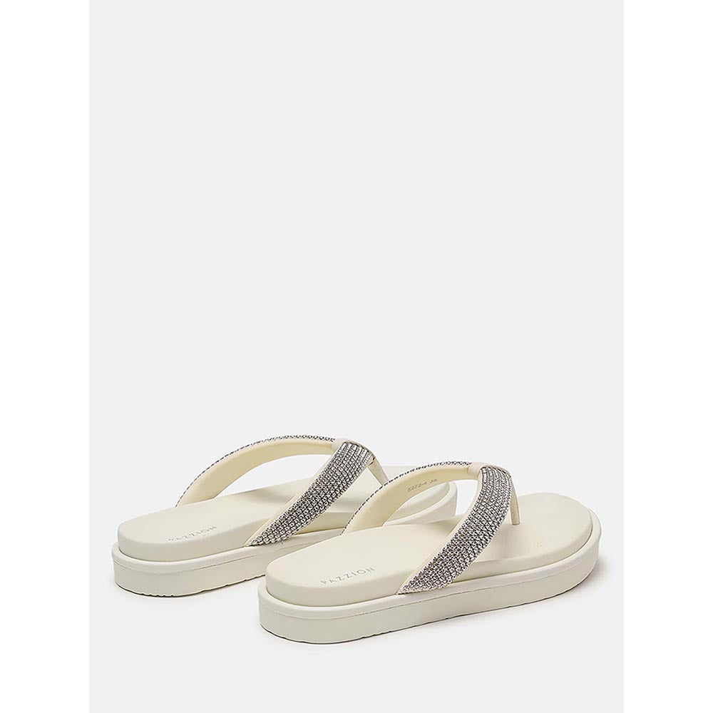 PAZZION Women's Beige Dazzle Luxe Crystal Sandals