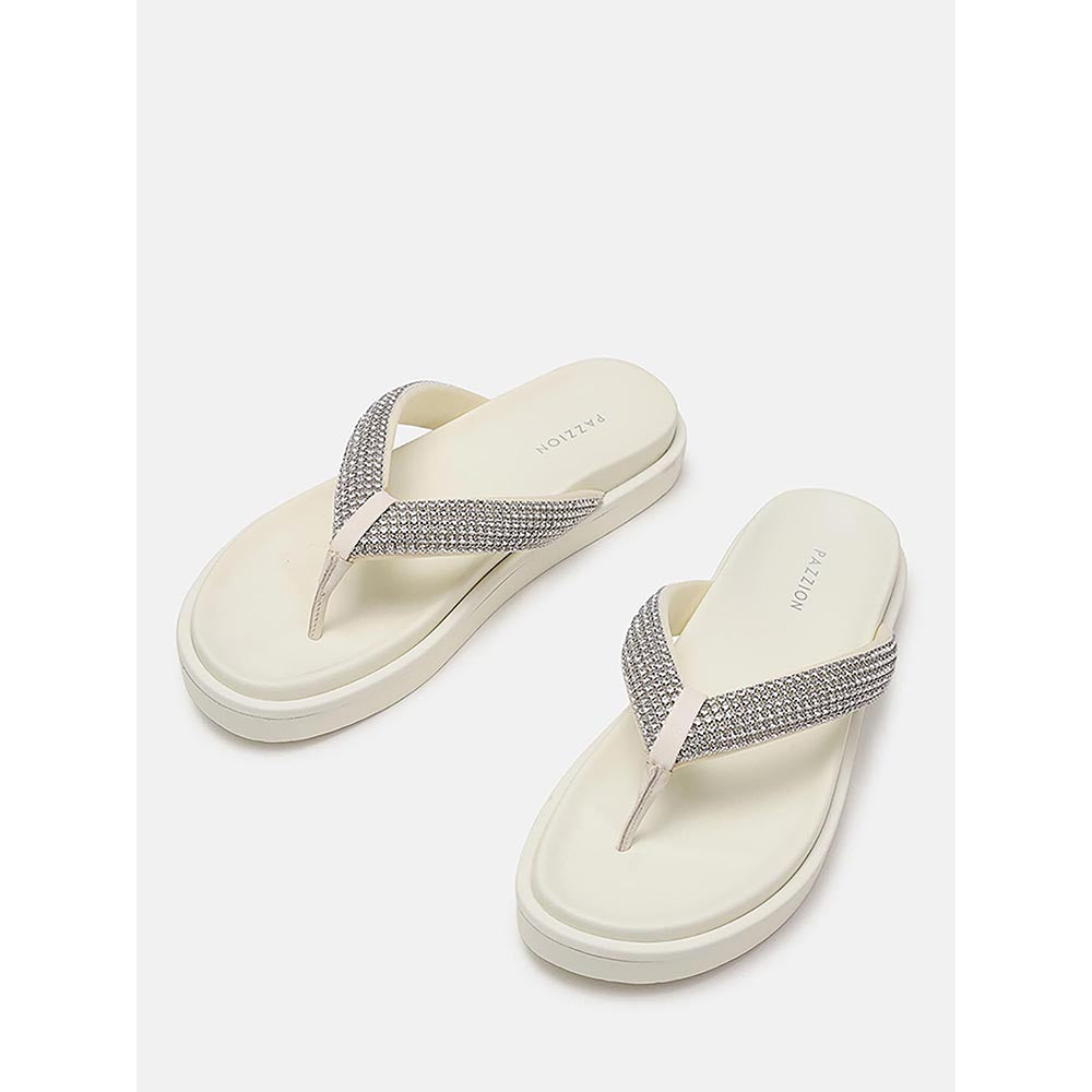 PAZZION Women's Beige Dazzle Luxe Crystal Sandals