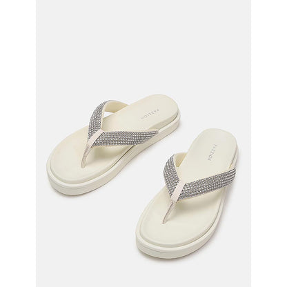 PAZZION Women's Beige Dazzle Luxe Crystal Sandals