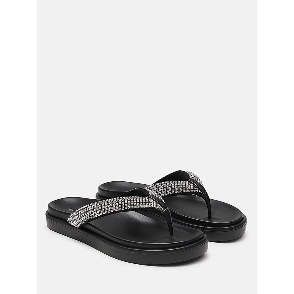 PAZZION Women's Black Dazzle Luxe Crystal Sandals