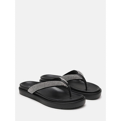 PAZZION Women's Black Dazzle Luxe Crystal Sandals