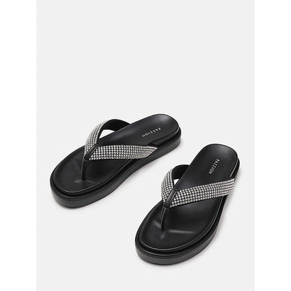 PAZZION Women's Black Dazzle Luxe Crystal Sandals