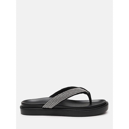 PAZZION Women's Black Dazzle Luxe Crystal Sandals