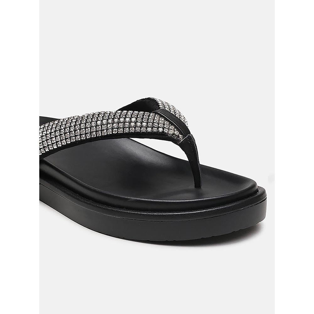 PAZZION Women's Black Dazzle Luxe Crystal Sandals