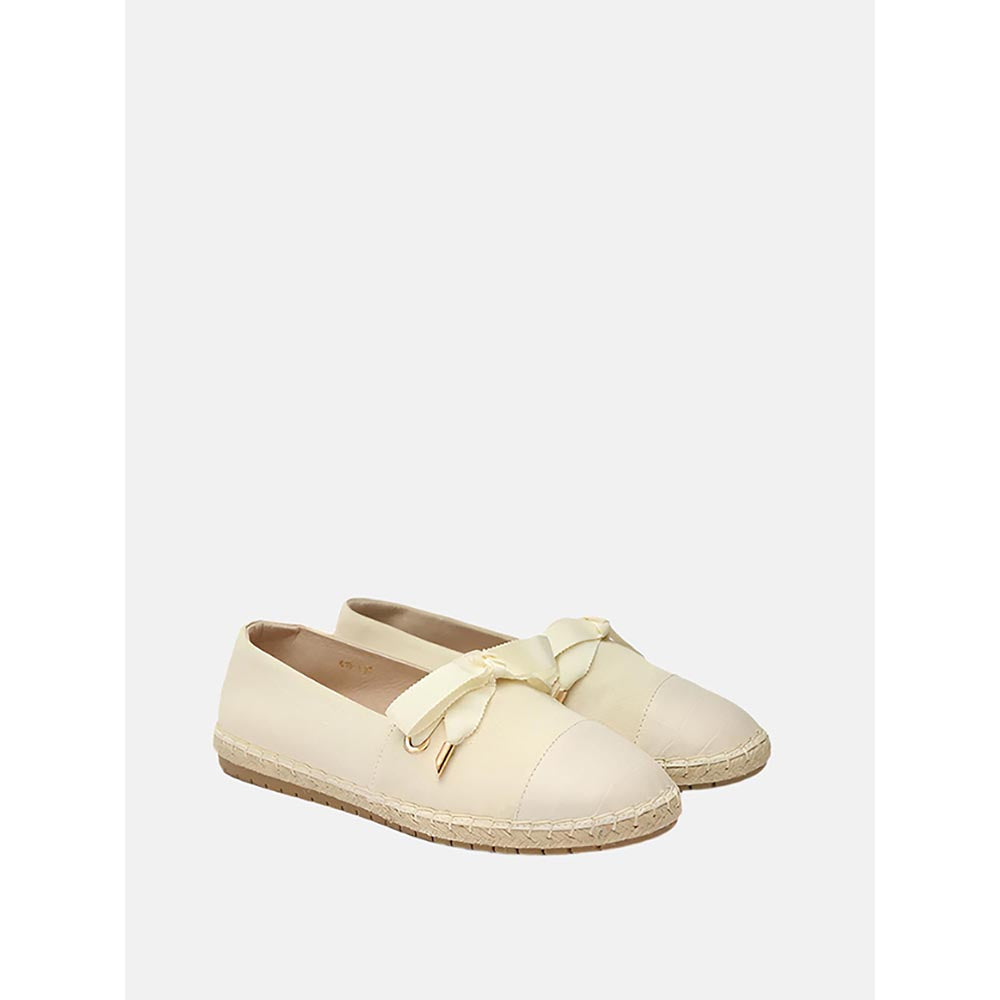 PAZZION Women's Beige Denim Ribbon Espadrilles