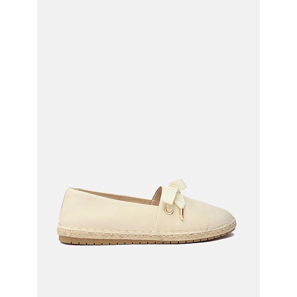 PAZZION Women's Beige Denim Ribbon Espadrilles
