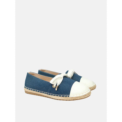 PAZZION Women's Blue Denim Ribbon Espadrilles