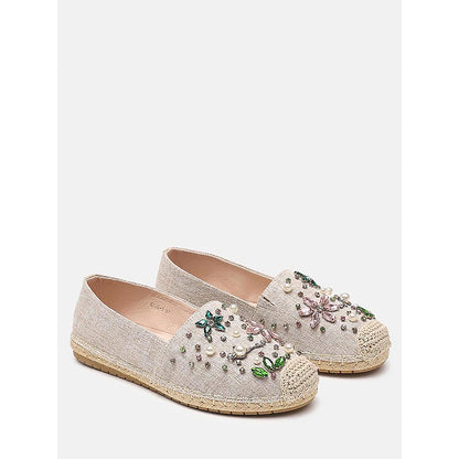 PAZZION Women's Almond Embellished Espadrilles