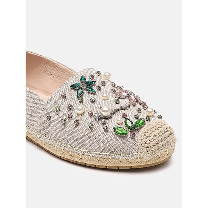 PAZZION Women's Almond Embellished Espadrilles