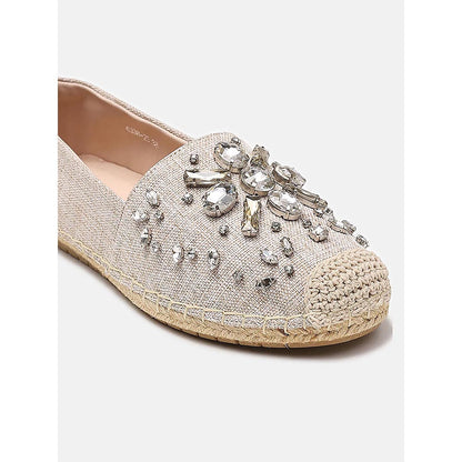PAZZION Women's Almond Ornate Gemstone Canvas Espadrilles