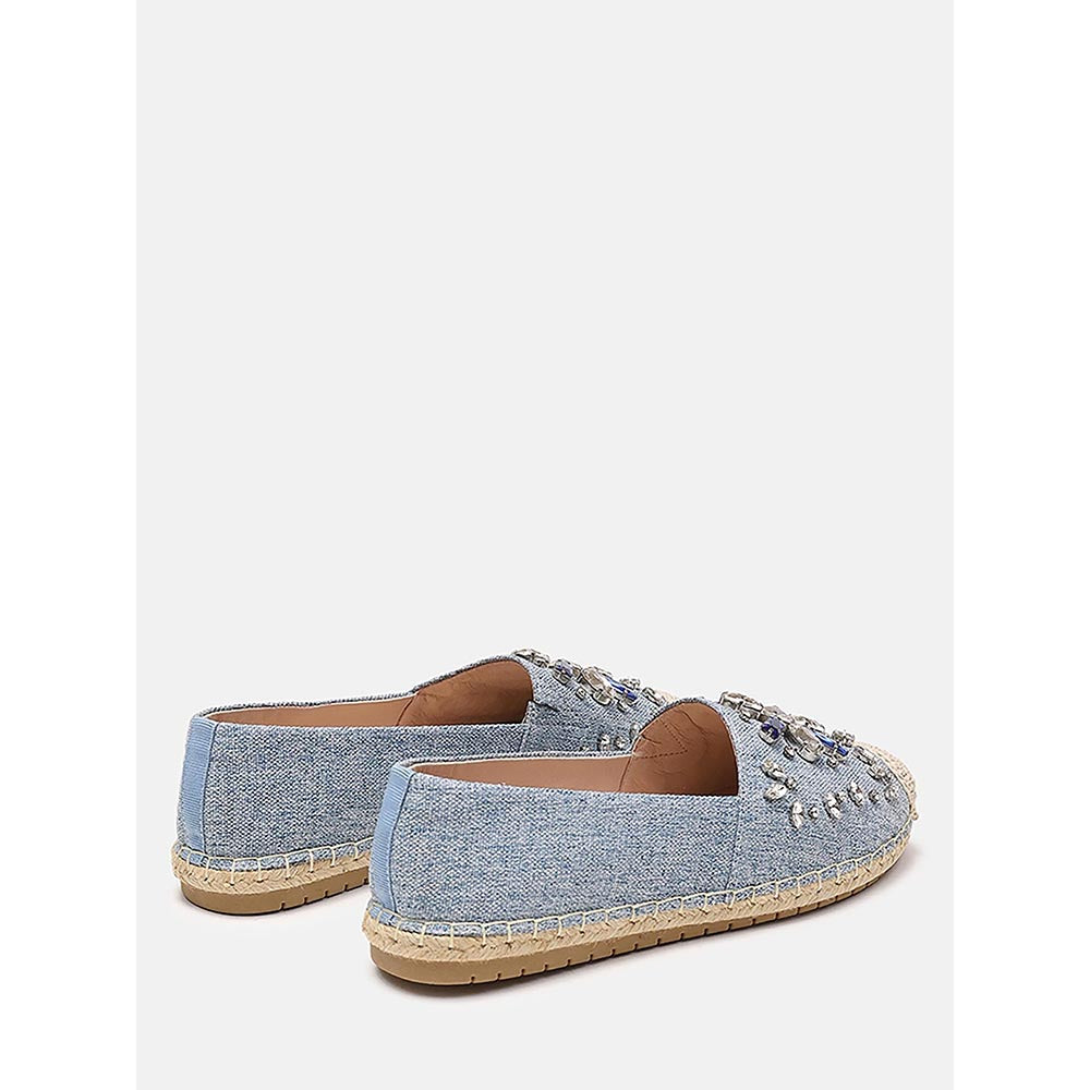 PAZZION Women's Blue Ornate Gemstone Canvas Espadrilles