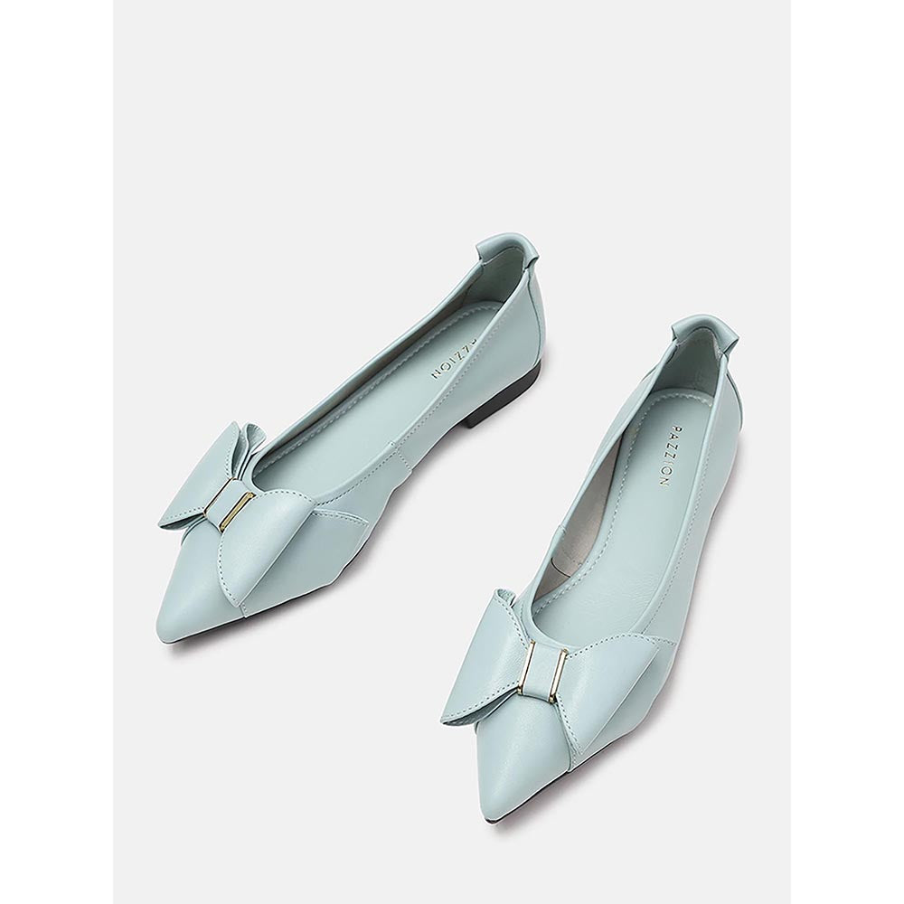 PAZZION Women's Light Blue Alicia Bow Ballerina