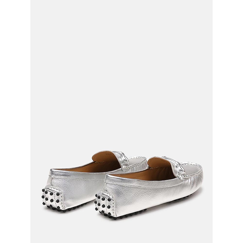 PAZZION Women's Silver Eve Metallic Loafers