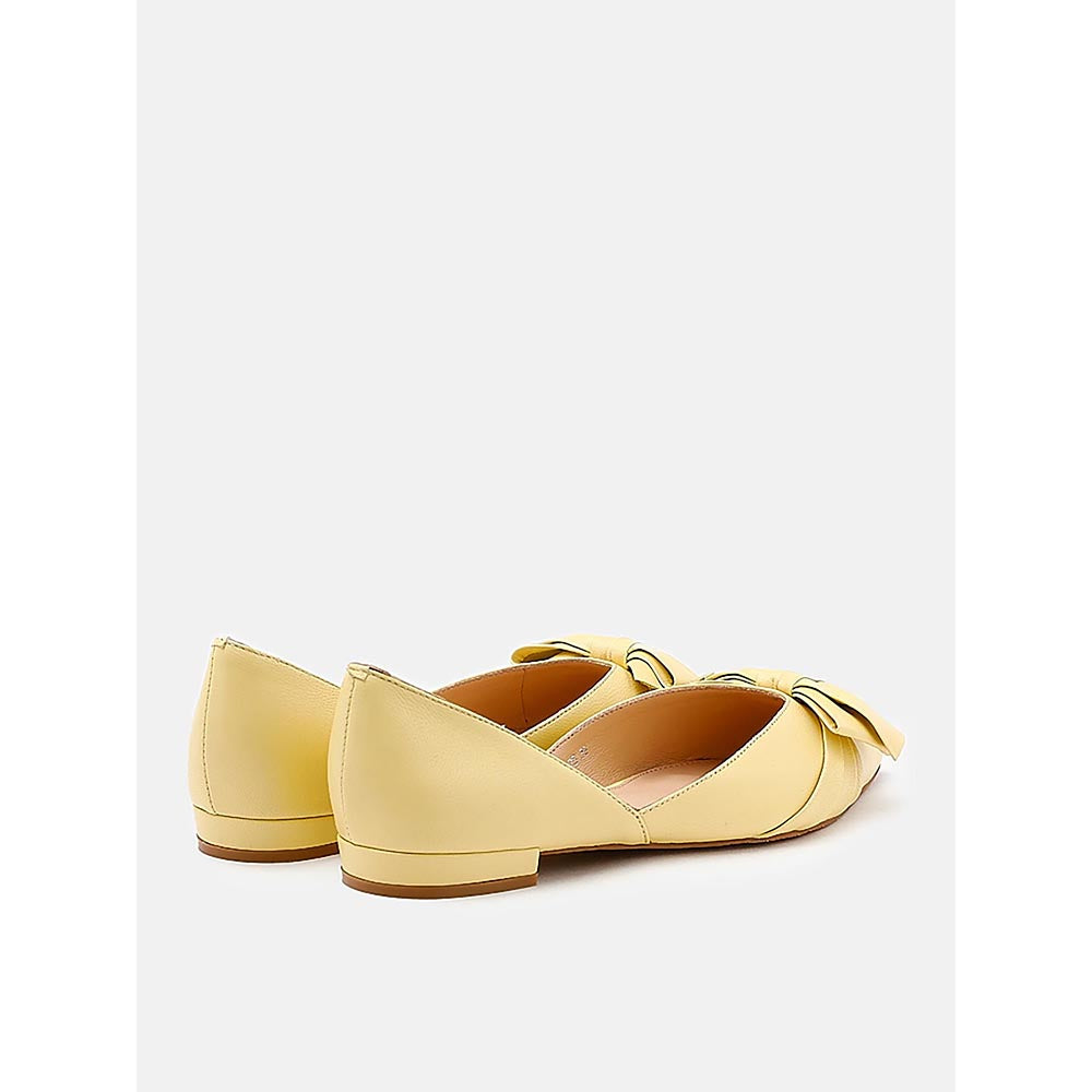 PAZZION Women's Yellow Knotted Bow Flat Ballerina
