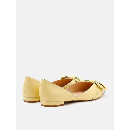 PAZZION Women's Yellow Knotted Bow Flat Ballerina