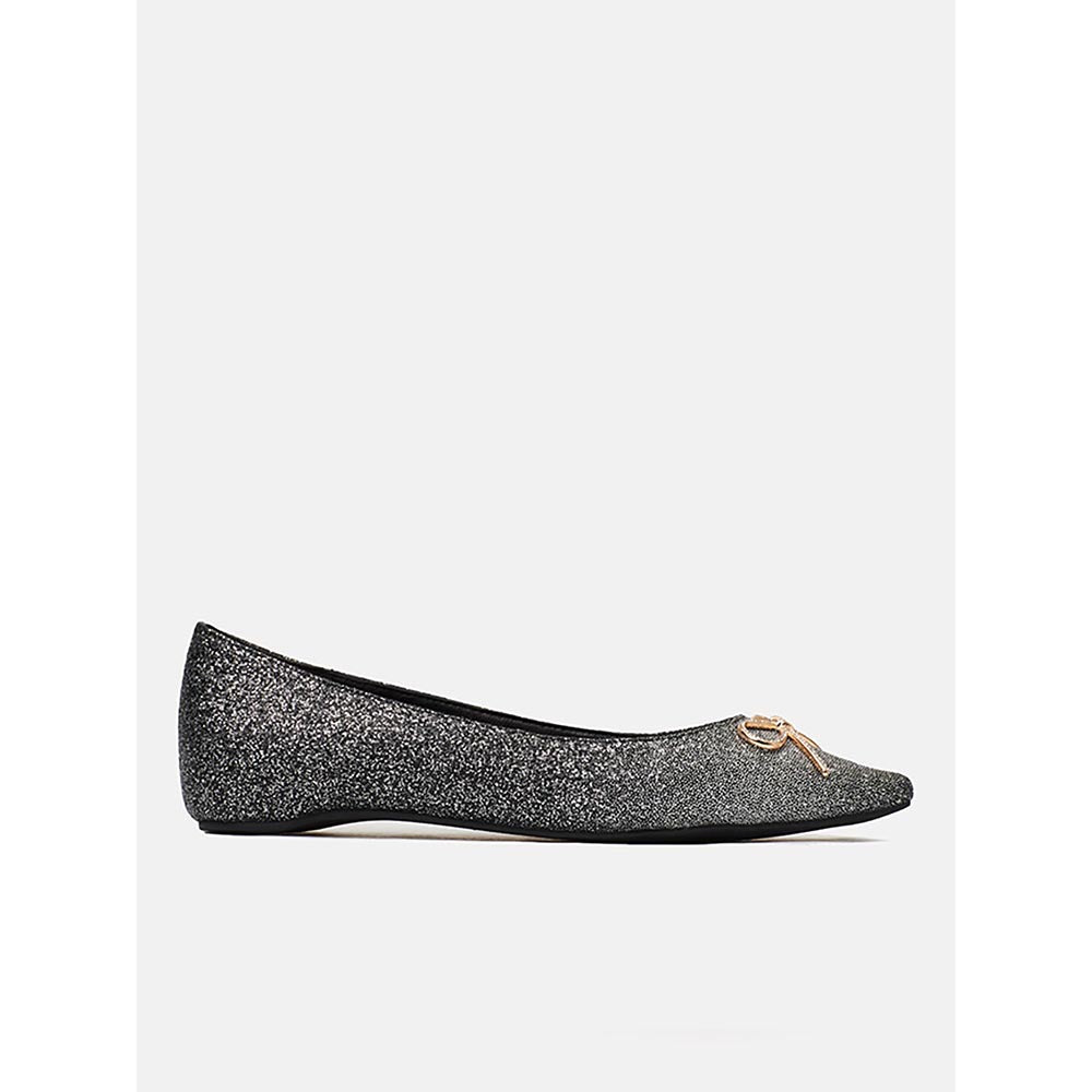 PAZZION Women's Black Ombre Glitter Pointed Toe Ballerina