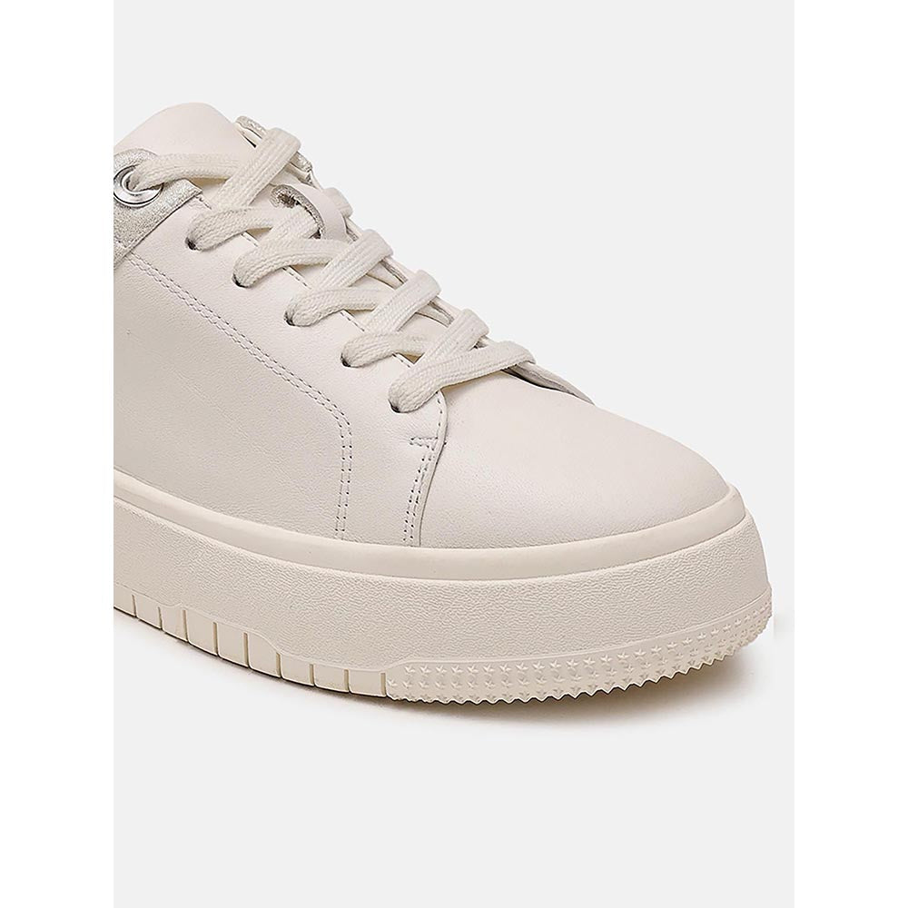 PAZZION Women Beige Arco Crystal Embellished Chunky Lace-Up Sneakers
