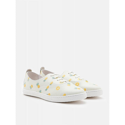 PAZZION Women Light Green Fruity Print Leather Sneakers