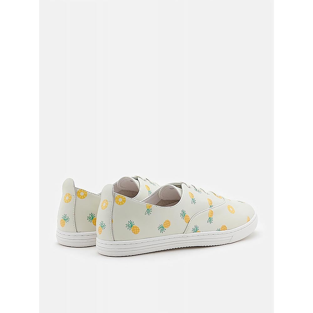 PAZZION Women Light Green Fruity Print Leather Sneakers