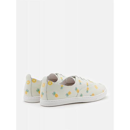 PAZZION Women Light Green Fruity Print Leather Sneakers