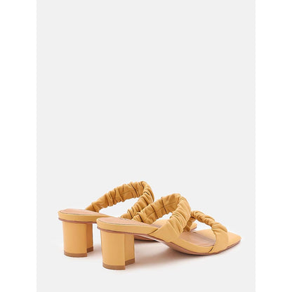 PAZZION Women Yellow Weaved Strap Sandal Heels