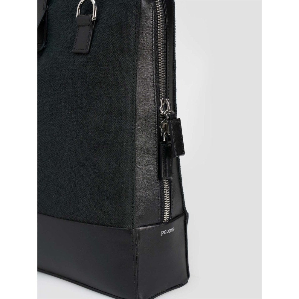 Perona Unisex Black Jared Messenger Bag with Detachable Strap