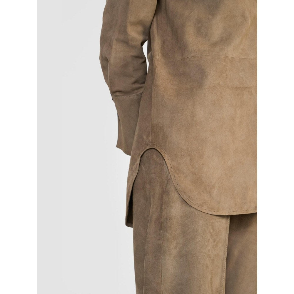 Perona Brown Mizuki Suede Solid Shirt