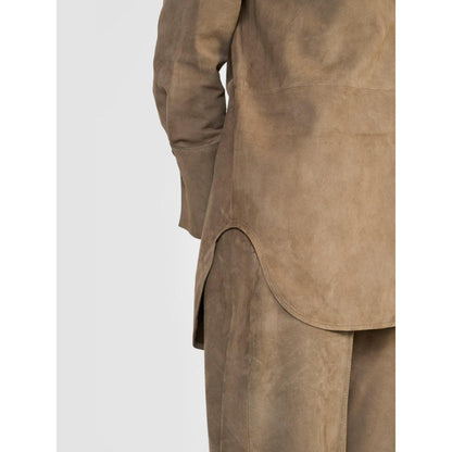 Perona Brown Mizuki Suede Solid Shirt