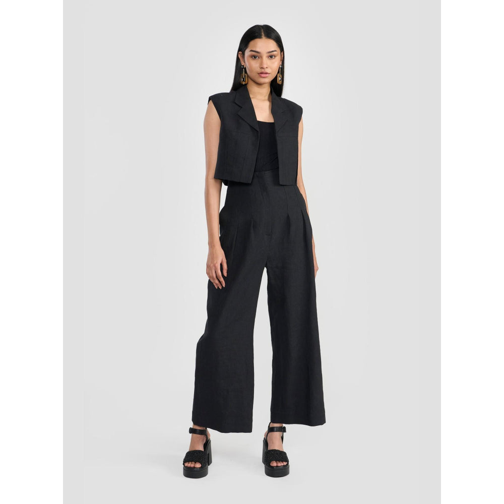 Perona Orelia Vest Black Open Front Blazer