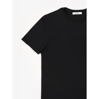Perona Black Caden Pure Cotton Crew Neck Solid/Plain T-Shirt