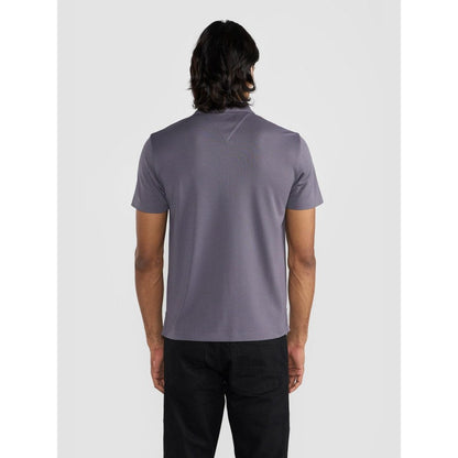 Perona Grey Casper Polyester Collar Neck Solid/Plain Polo T-Shirt