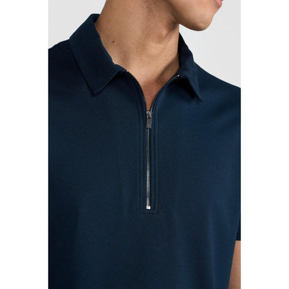 Perona Navy Blue Casper Polyester Collar Neck Solid/Plain Polo T-Shirt