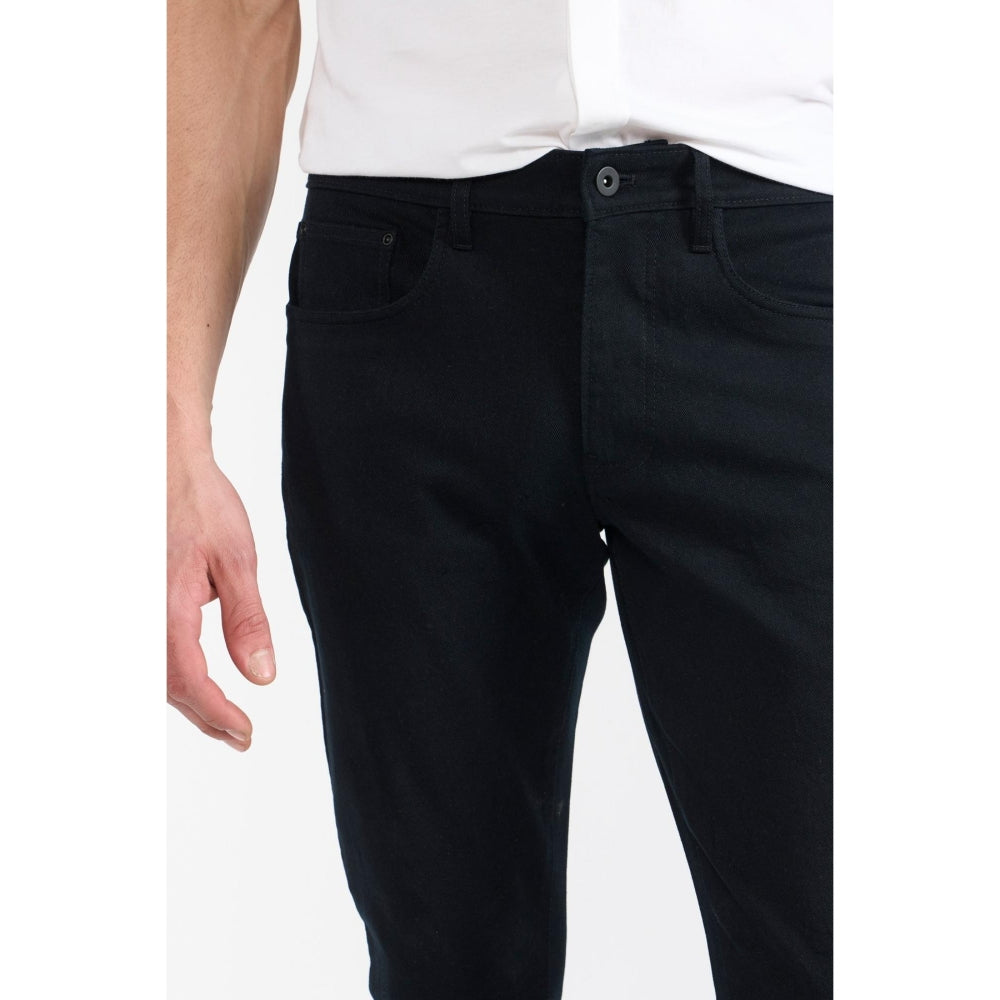 Perona Hakimi Navy Blue Solid Mid Waist Pant