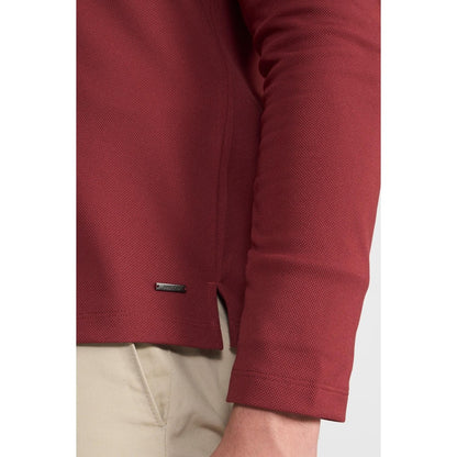 Perona Red Mike Polyester Collar Neck Solid/Plain Polo T-Shirt
