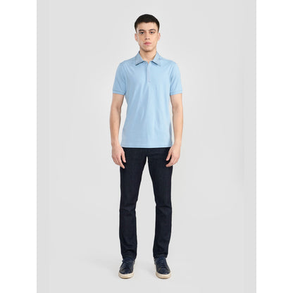 Perona Ethan Blue Solid Polo T-Shirt